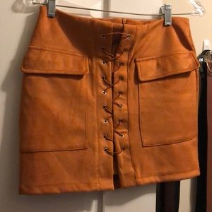 Choies suede burnt orange skirt